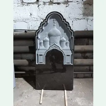 Памятник гранитный резной фигурный с барельефом православного храма